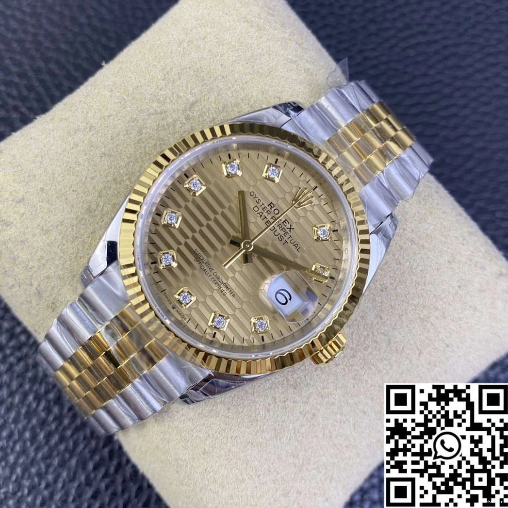 Two Dial Motif M126233 Silver ComfortFit VS Tone Factory Hourmarker Diamond 665 Datejust Rolex 36MM 0821